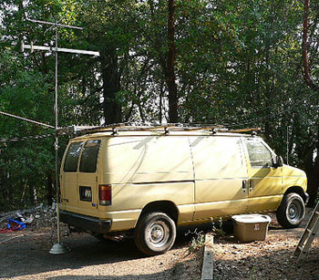 Yellow Van with tilt up mast